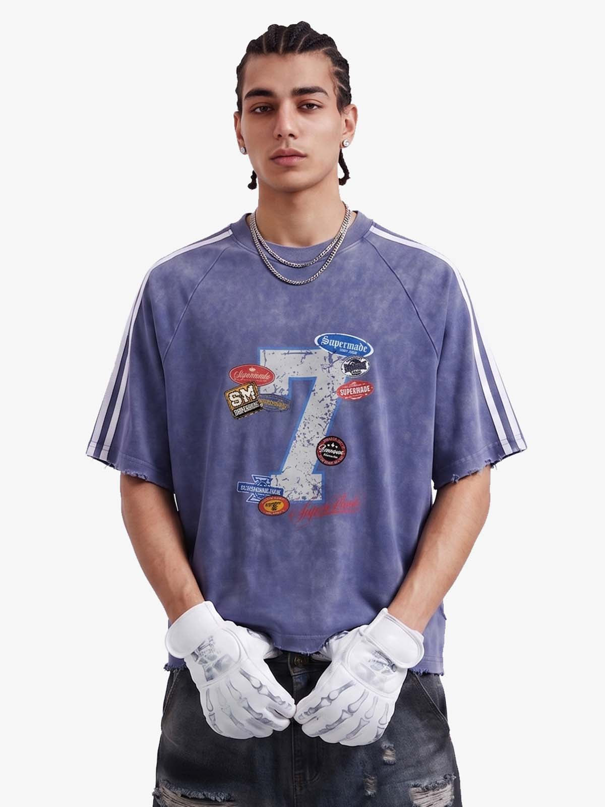 Vintage Washed Number 7 Badge Graphic T-Shirt 