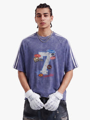 Vintage Washed Number 7 Badge Graphic T-Shirt 