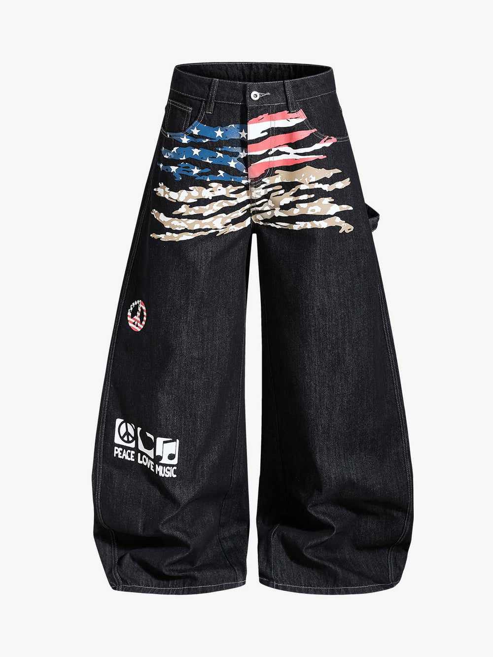 Jeans holgados de mezclilla cruda con grafiti de Thesupermade