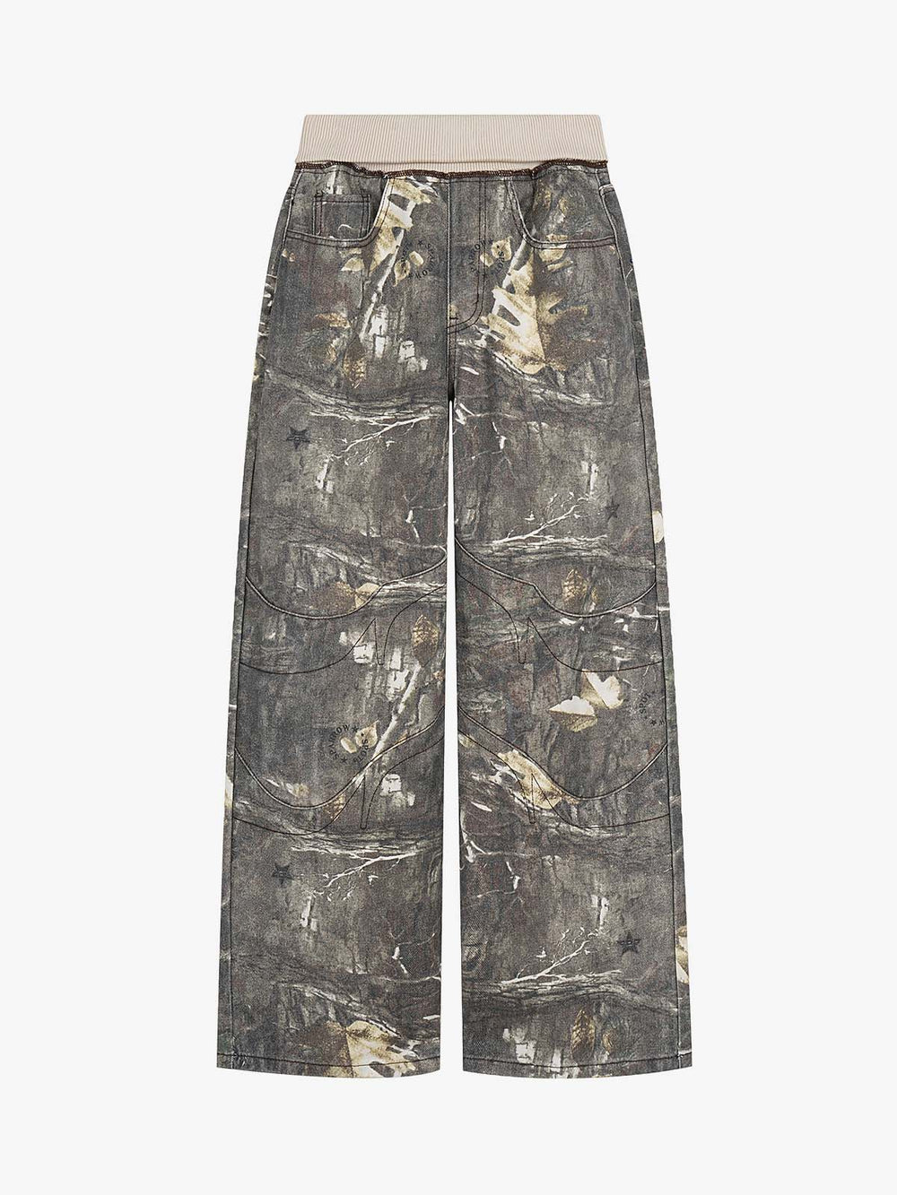 Tree Camo Ribbed Low-rise Jeans