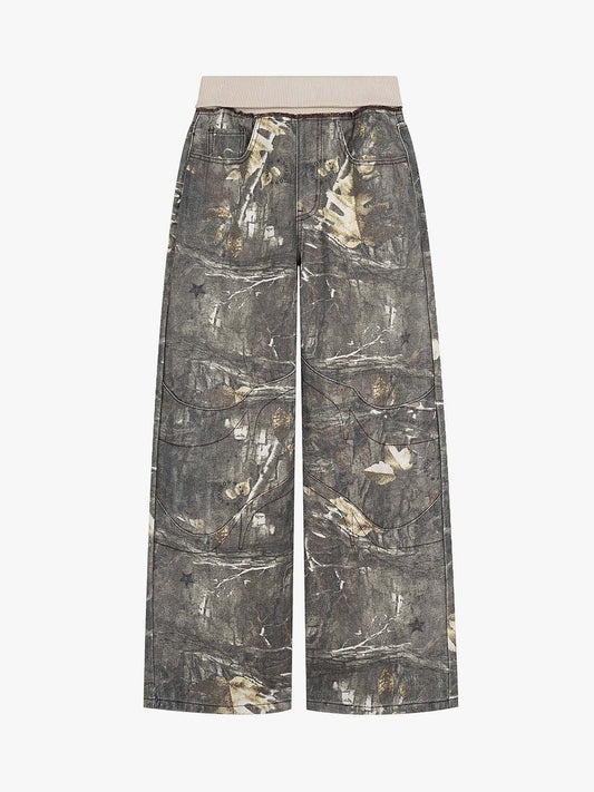 Tree Camo Ribbed Low-rise Jeans
