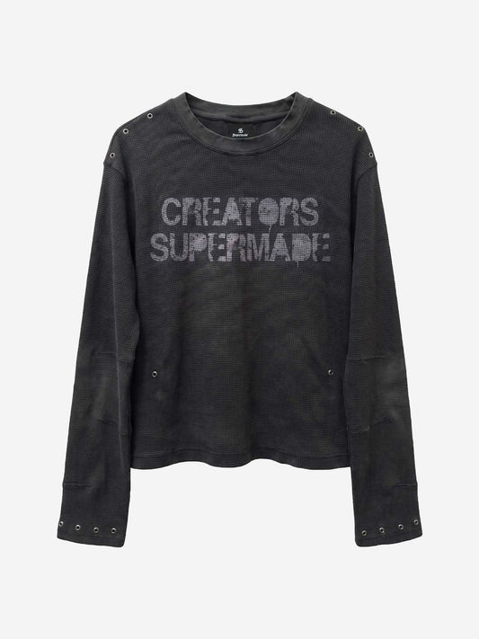 T-shirt en maille gaufrée avec détails métalliques