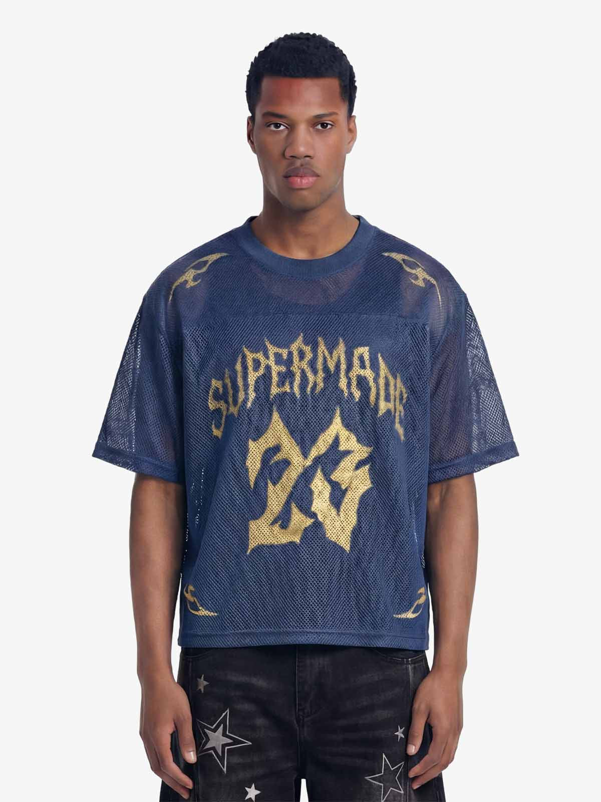 Flame Gothic Logo Mesh Jersey T-Shirt 