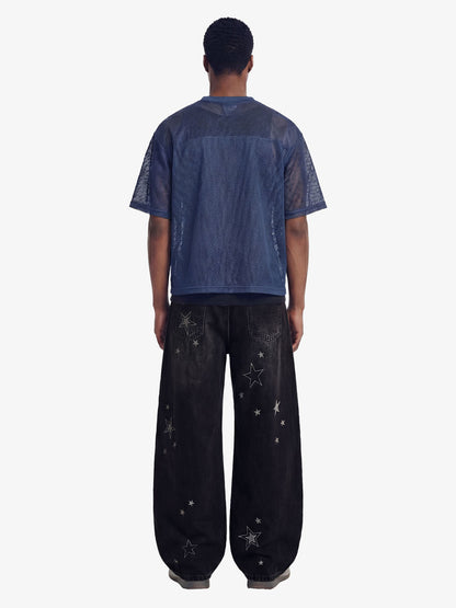 Flame Gothic Logo Mesh Jersey T-Shirt 