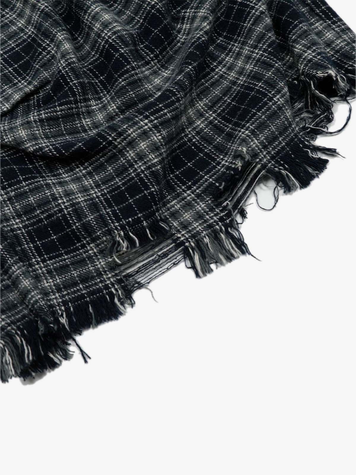 Cotton Plaid Wide Leg Culottes with Frayed Hem and Cargo Pockets 