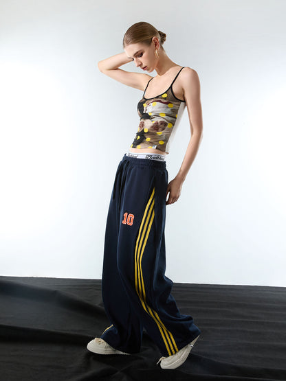 Fleece Vintage Side Stripe Drape Paratrooper Machete Wide Leg Pants - 2488 