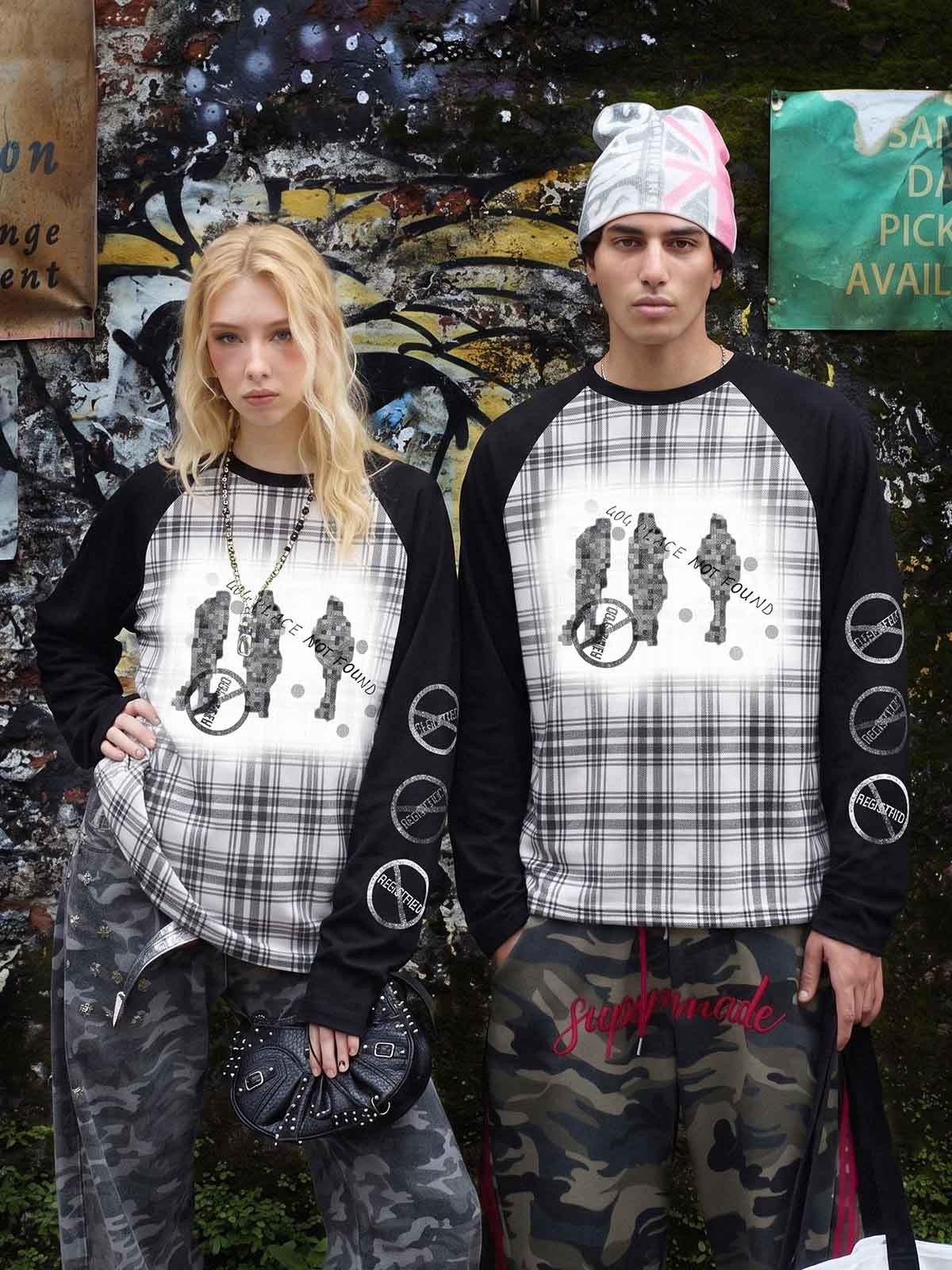 Plaid Raglan Long Sleeve Tee