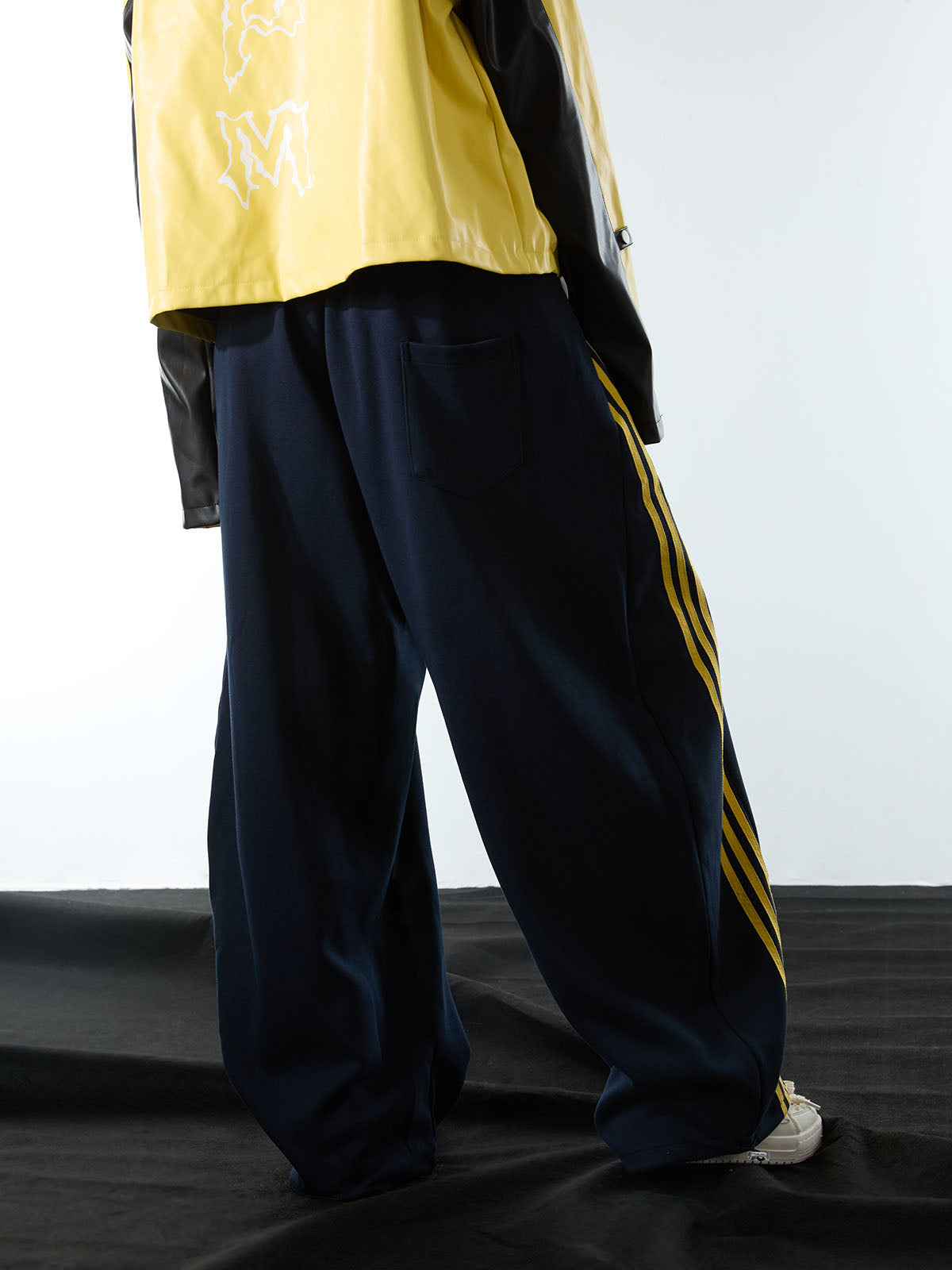 Fleece Vintage Side Stripe Drape Paratrooper Machete Wide Leg Pants - 2488 