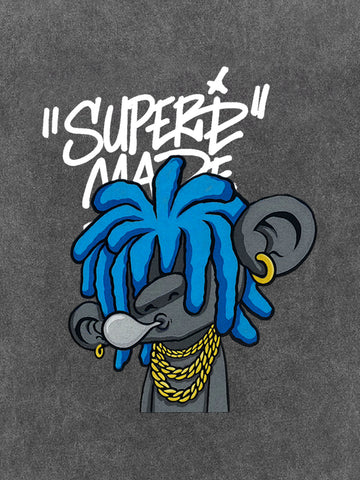 Thesupermade Graffiti Trend Blue Dreadlock Boy T-Shirt 