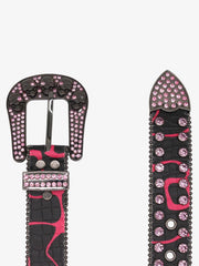 Street Hip Hop Rhinestone-Studded Skull Belt