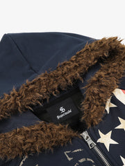 Giacca con cappuccio in pelliccia Union Jack