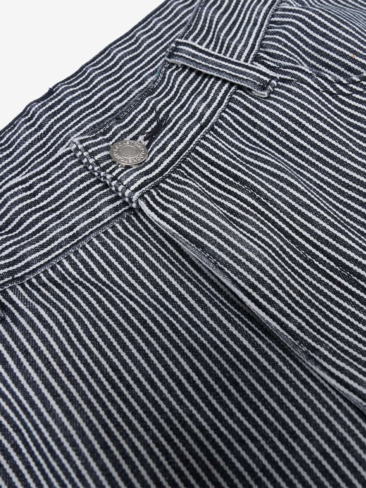 Retro Striped Colorblock Barrel Jeans 