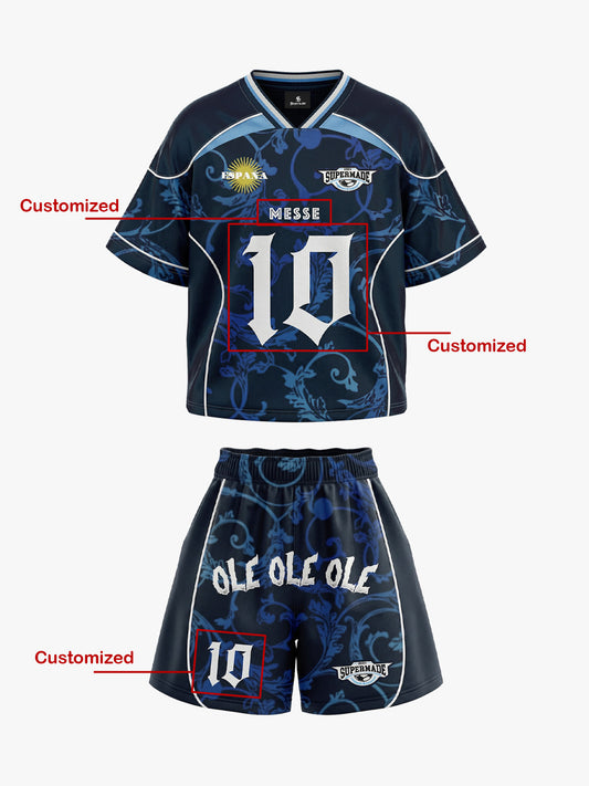 Retro Spanish Style "Ole Ole Ole" Slogan Custom Jersey Set