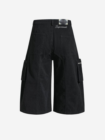 Y2K Lace Up Ruched Wide Leg Cargo Shorts