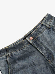 Grunge Wash Cargo Denim Shorts 