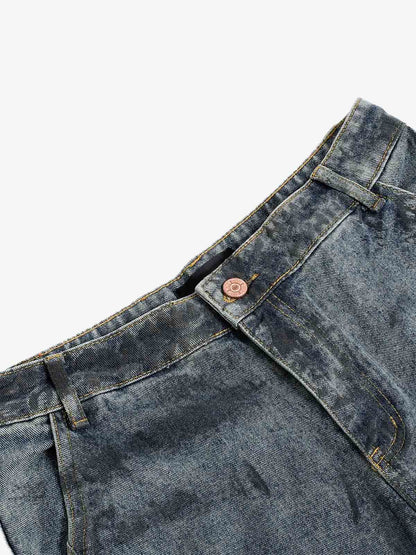 Grunge-Waschung Cargo-Denim-Shorts