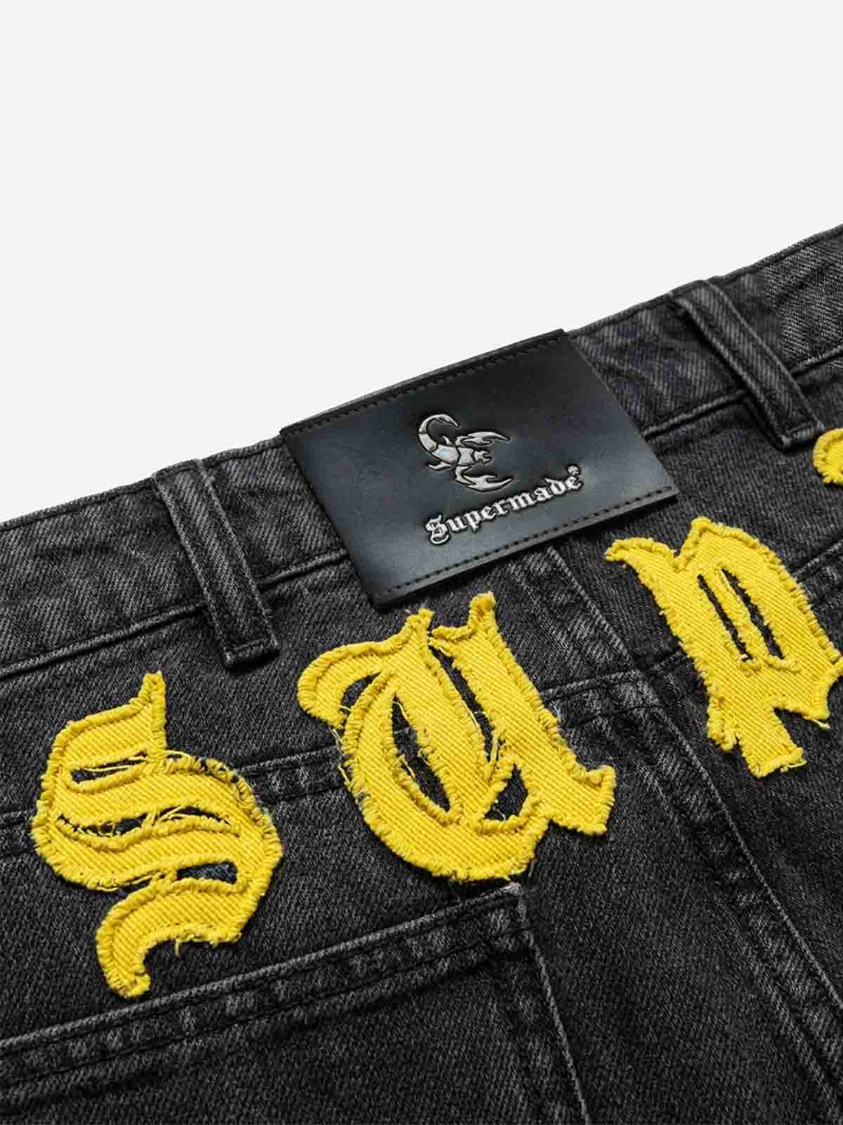 Scorpion Embroidered Appliqué Micro-Flare Jeans