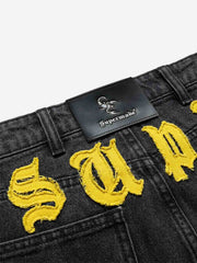 Scorpion Embroidered Appliqué Micro-Flare Jeans