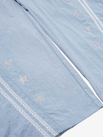Star-Lace Overlay Baggy Track Pants 