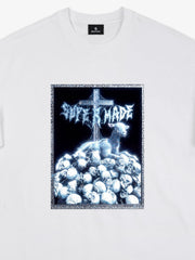 Gothic Cross Skull Graphic T-Shirt 
