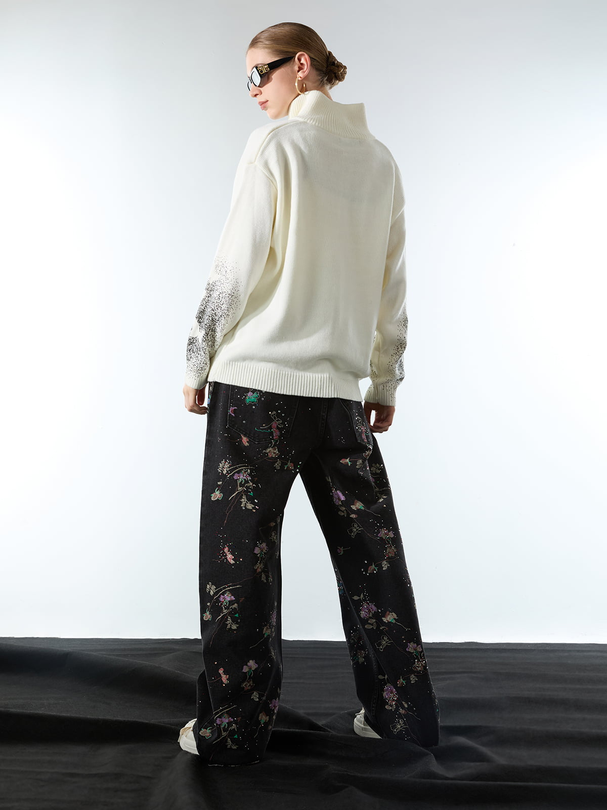 Street Dark Phantom Butterfly Stand-Collar Knit Cardigan Sweater 