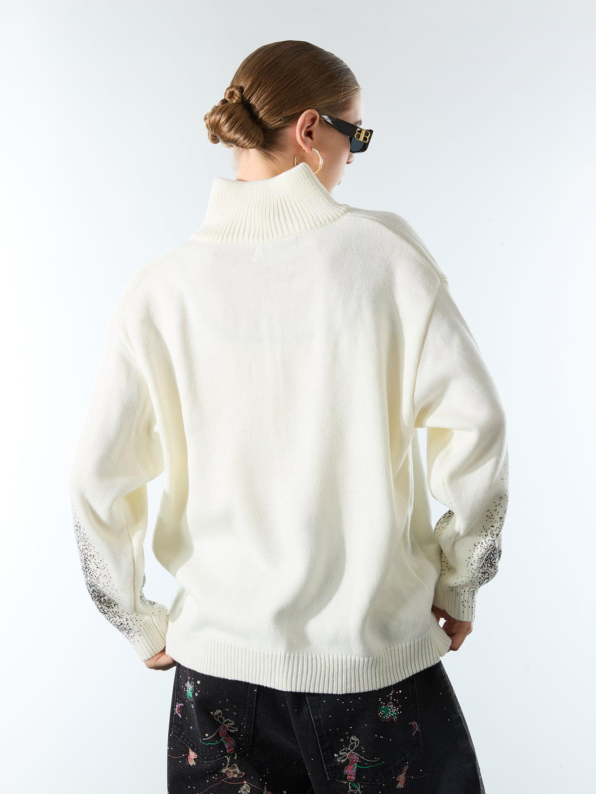 Street Dark Phantom Butterfly Stand-Collar Knit Cardigan Sweater 