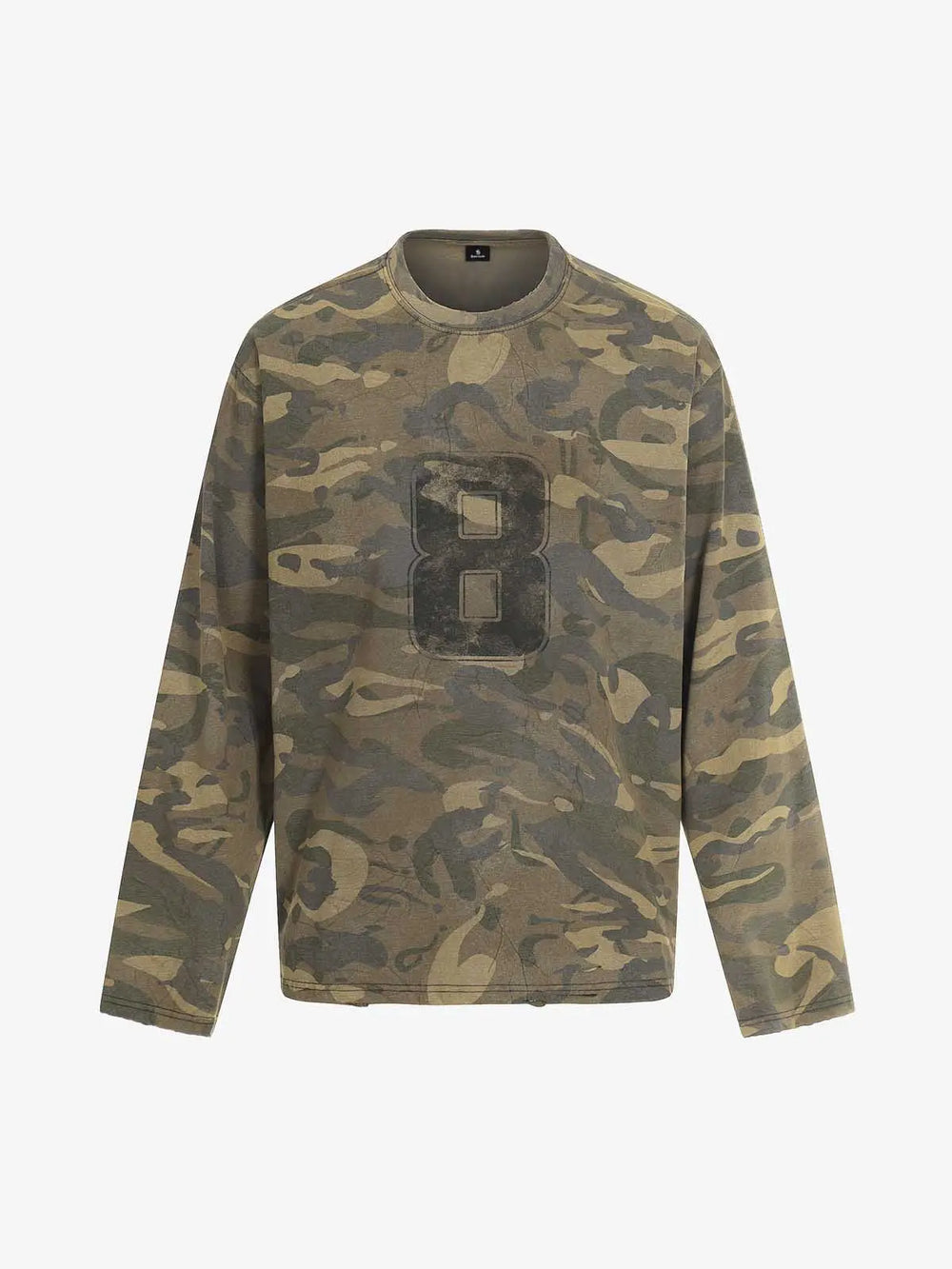 Camo Number 8 Graphic Long Sleeve T-Shirt 