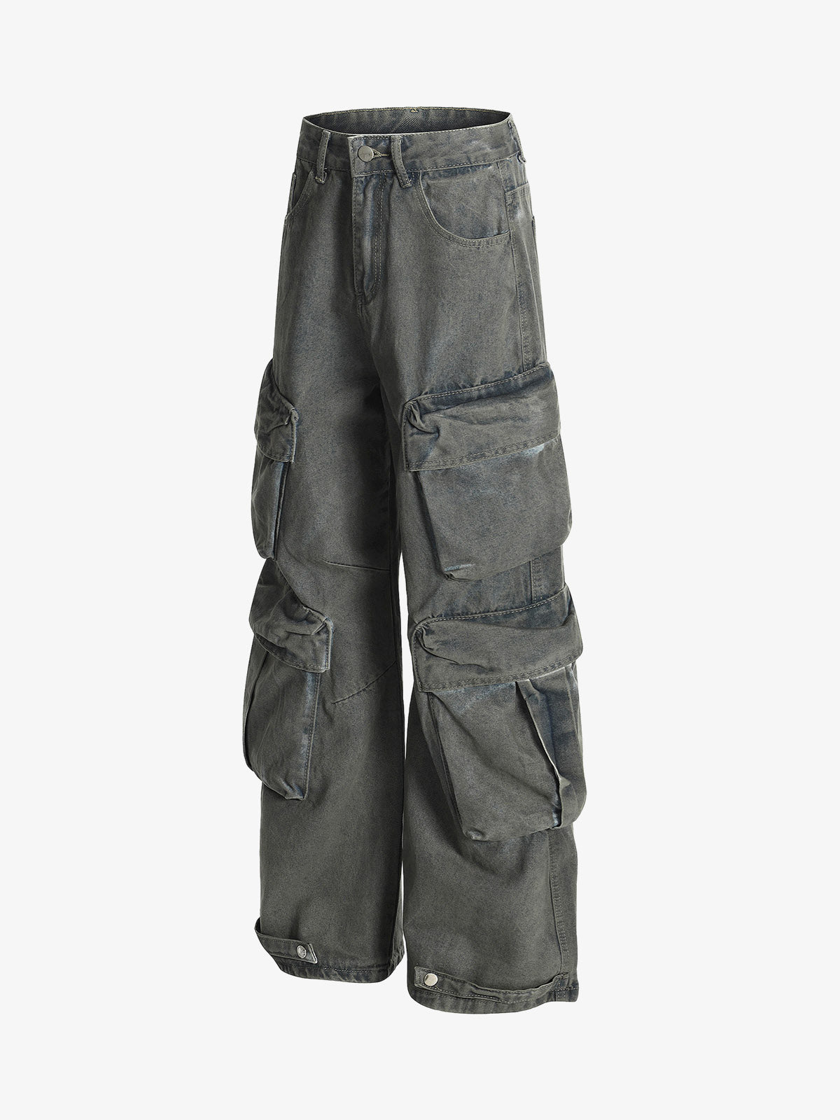 Vintage Washed Ripped Multi-pocket Work Jeans 