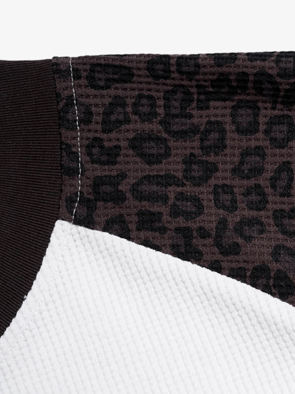 Leopard Letter Graphic Raglan Waffle Long Sleeve Tee