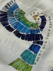 Bird Print Camp Collar Boxy Shirt 