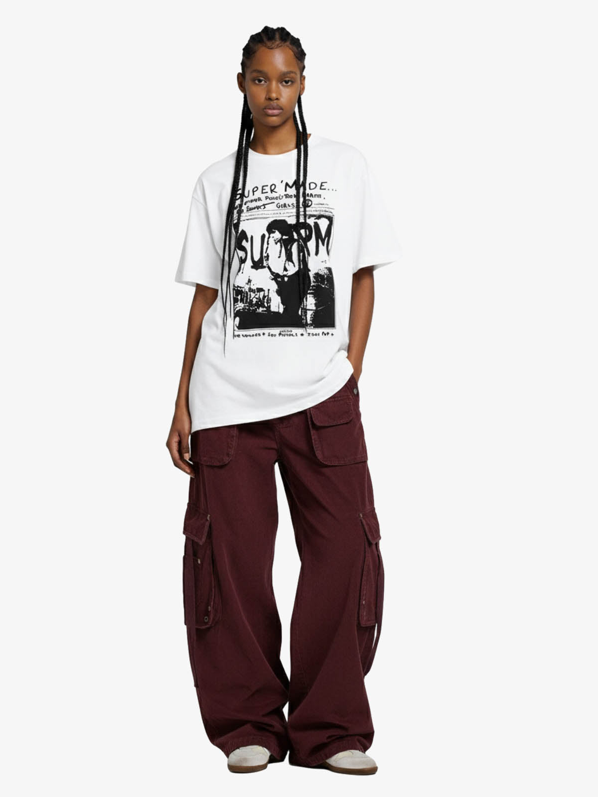 Vintage Washed Punk Graphic Print T-Shirt 