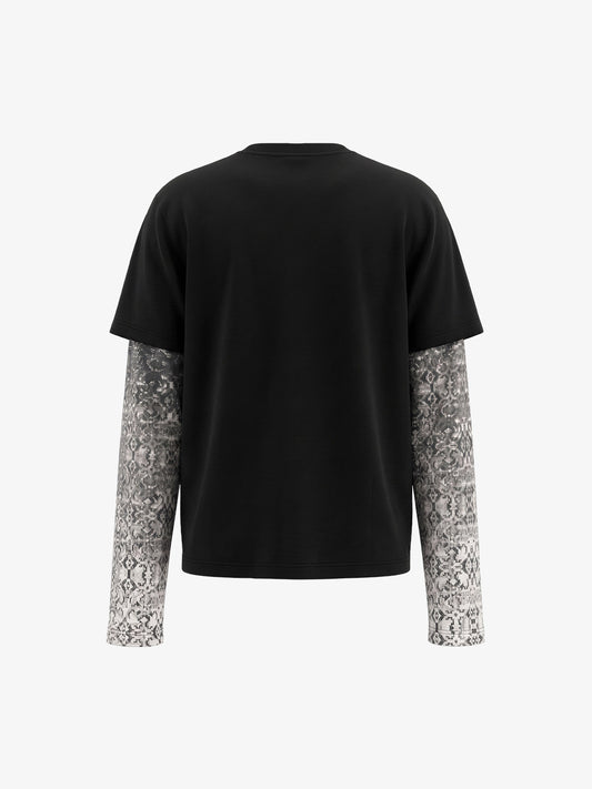 Oversize-T-Shirt mit Totenkopf- und Rippenkorb-Motiv