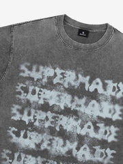 Washed Spray Effect Letter Print T-Shirt 
