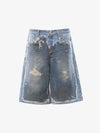 Retro Deconstructed Denim Shorts