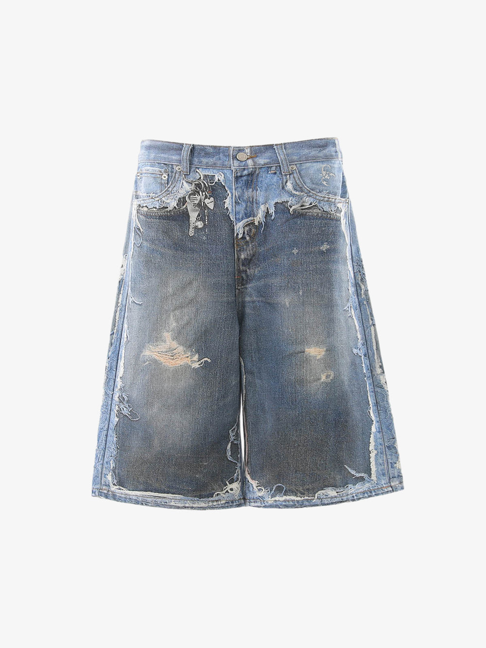 Retro Deconstructed Denim Shorts