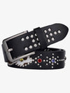 Stylish Studded Leather Belt with Colorful Gem Accents for Men 