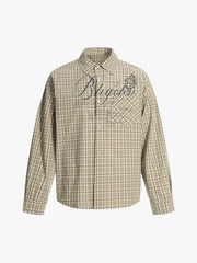 Street Print Lettering Plaid Long-Sleeve Shirt 