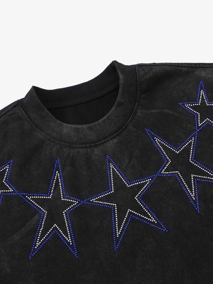 Strass-Sternen-Grafik-T-Shirt