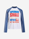 American Flag Star Graphic Color Block Long Sleeve Tee