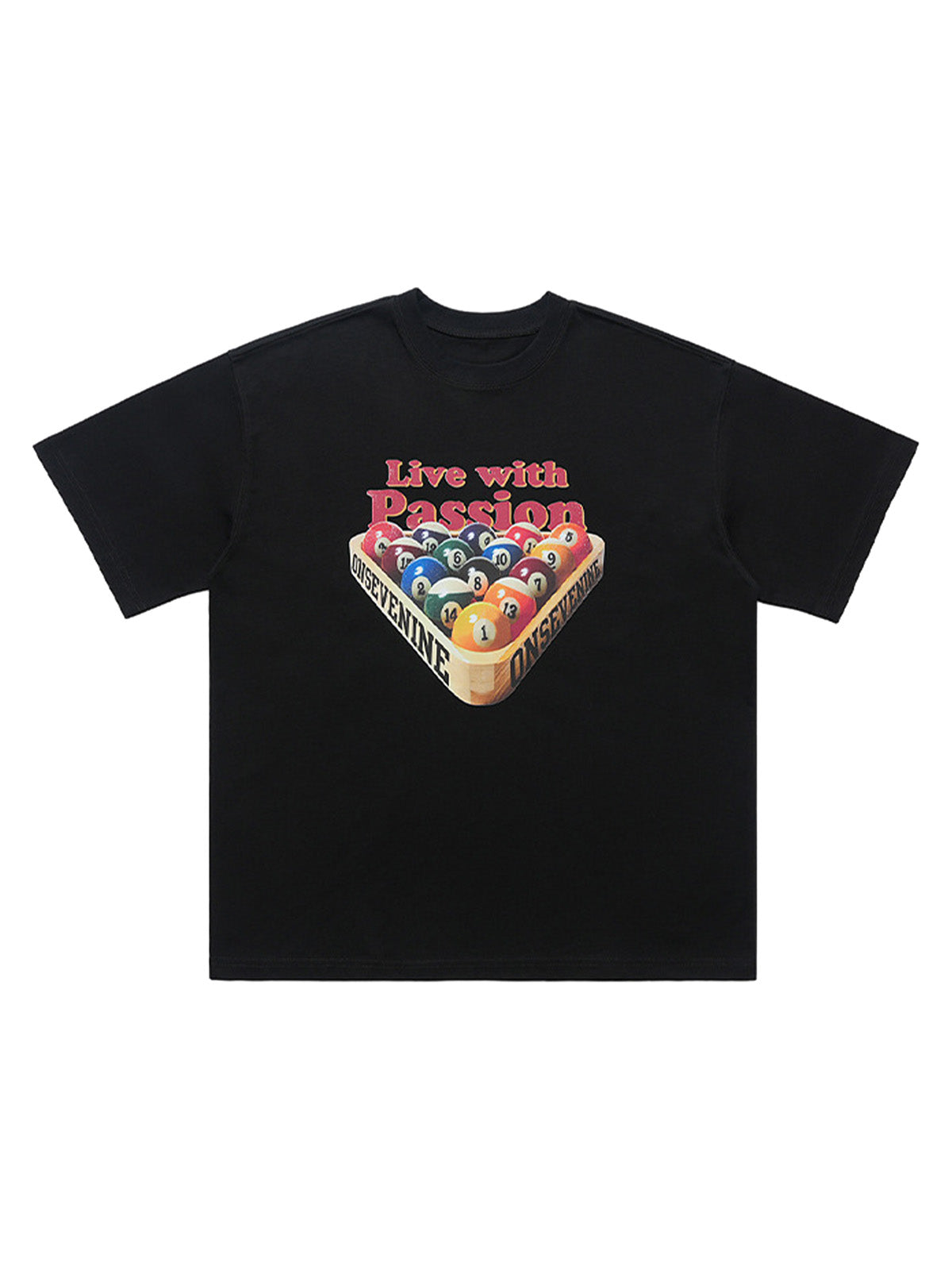 Retro Billiards Letter Print T-Shirt 