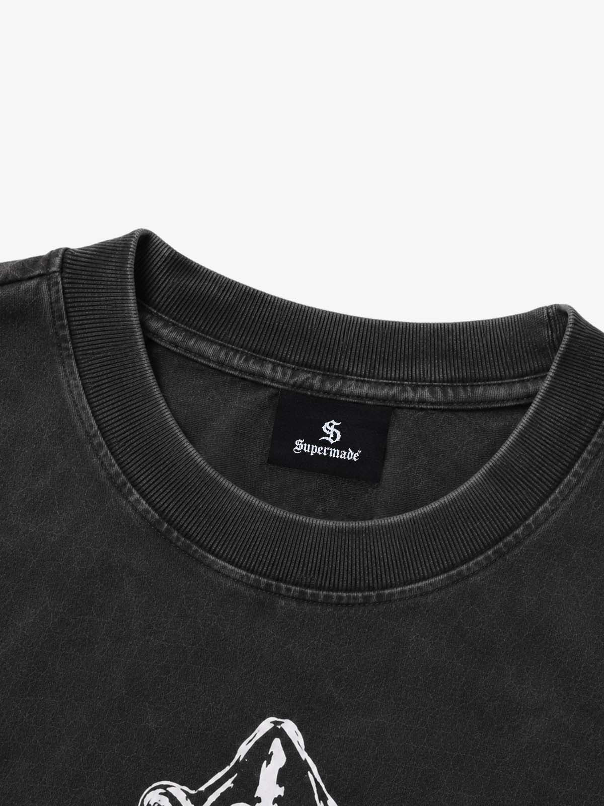 Cross Flame Graphic Distressed Long Sleeve Tee