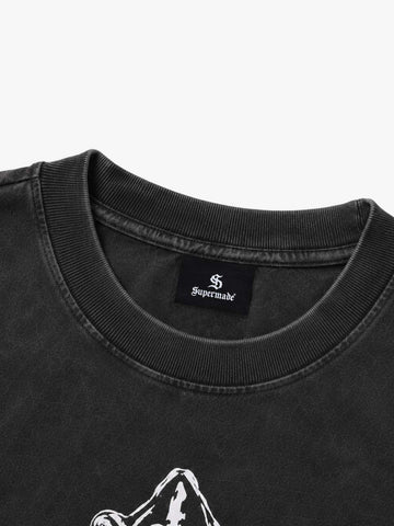Cross Flame Graphic Distressed Long Sleeve Tee