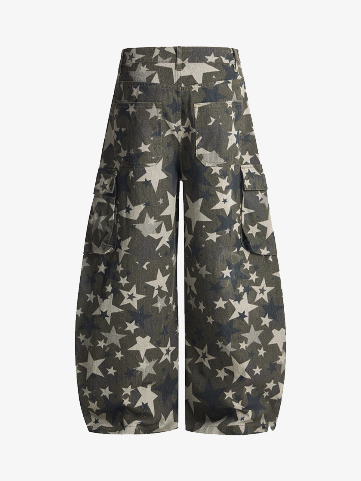 Retro Star Print Barrel Cargo Pants 