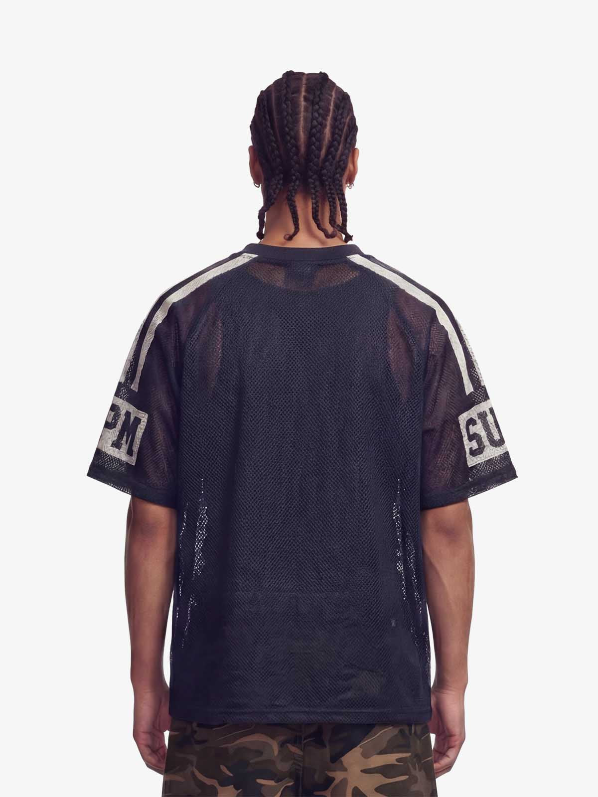 Star Design Number 8 Cropped Sleeve Stripes Jersey T-Shirt 