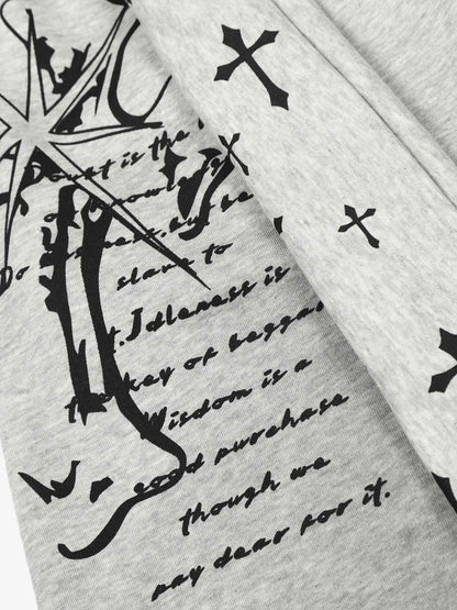 Cross-Printed Wide-Leg Culottes with Elastic Waistband 