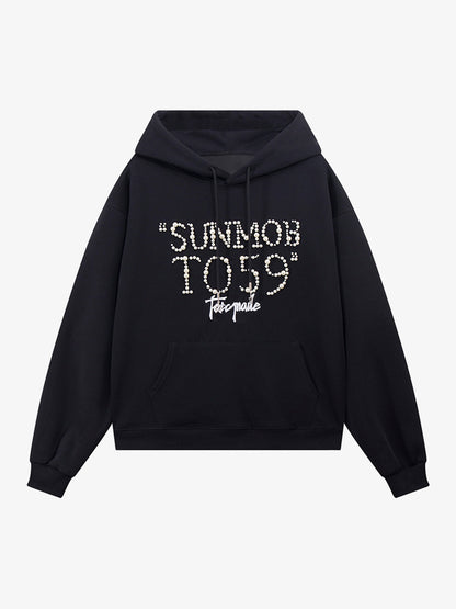 Street Beaded Loose Hoodie 