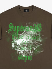 Gothic Skull Spiderweb Graphic T-Shirt 
