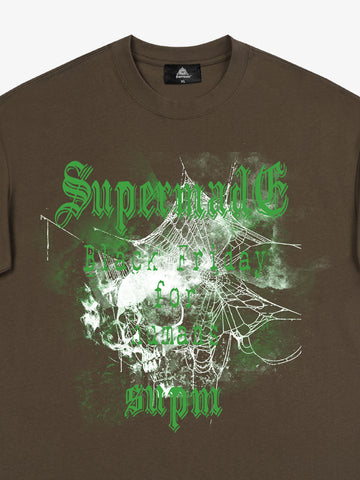 Gothic Skull Spiderweb Graphic T-Shirt 