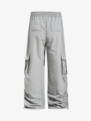 Music Note Print Baggy Nylon Cargo Pants