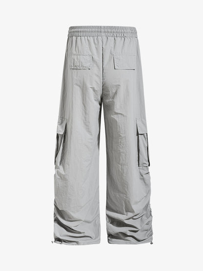 Music Note Print Baggy Nylon Cargo Pants